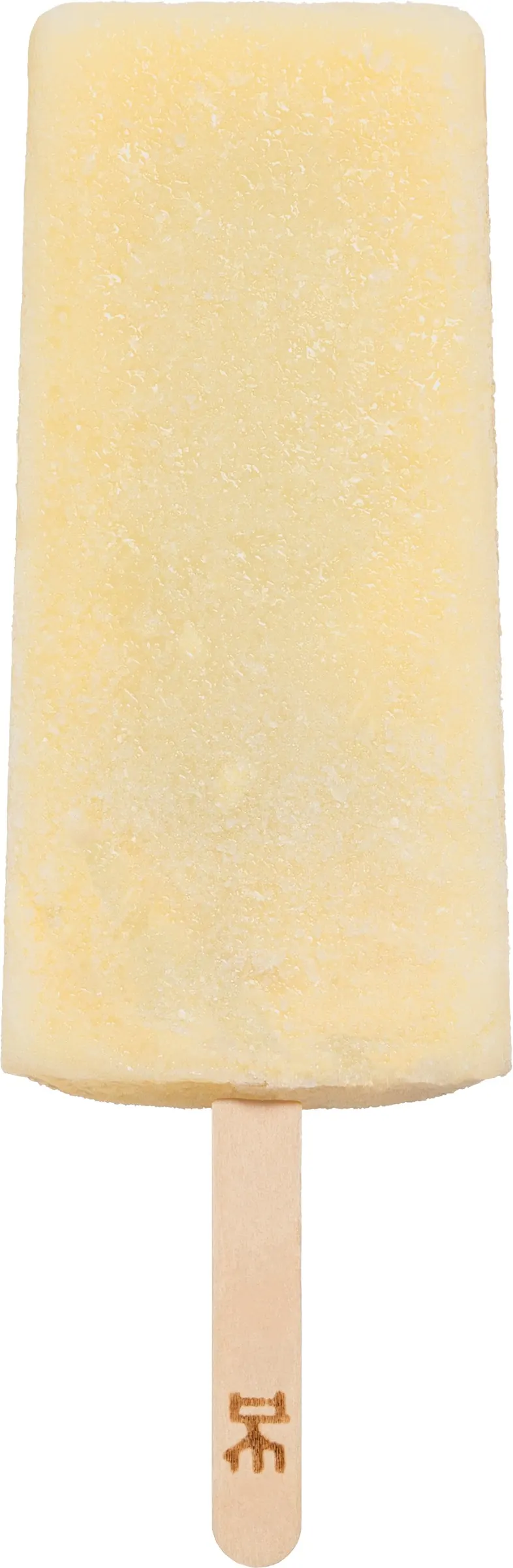 Paleta cremosa de Cremosa de la Casa IKE, artesanal, con palito de madera marcado
