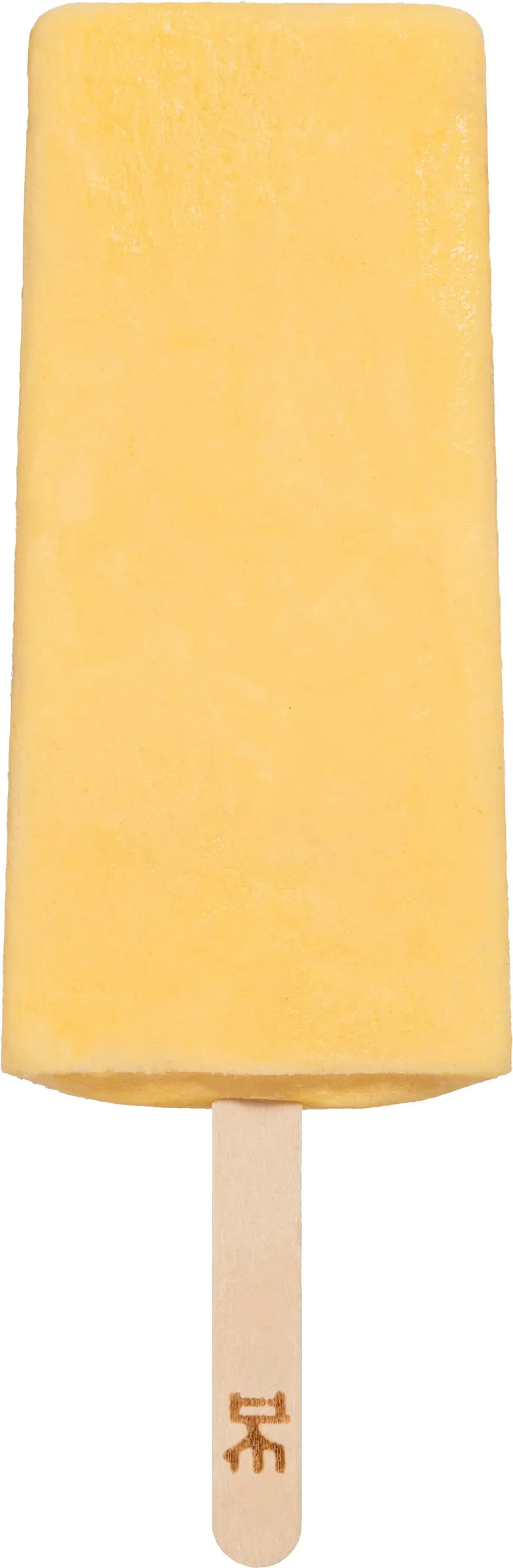 Paleta cremosa de Mousse de Maracuyá IKE, artesanal, con palito de madera marcado