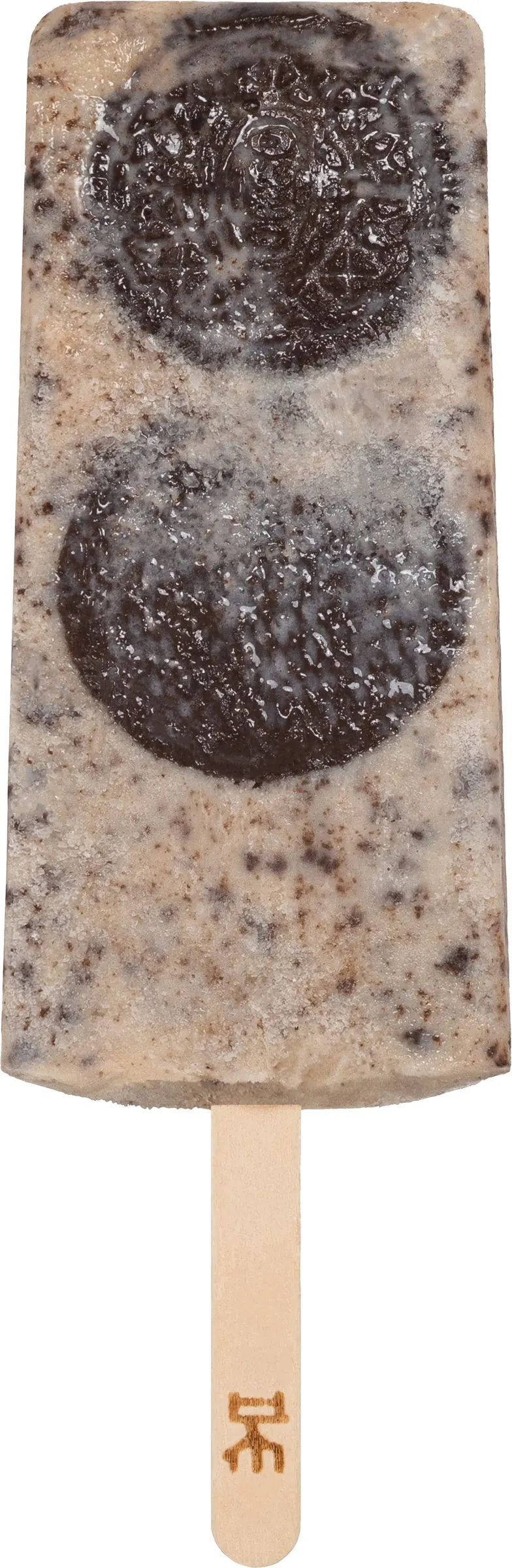 Paleta cremosa de Oreo IKE, artesanal, con palito de madera marcado