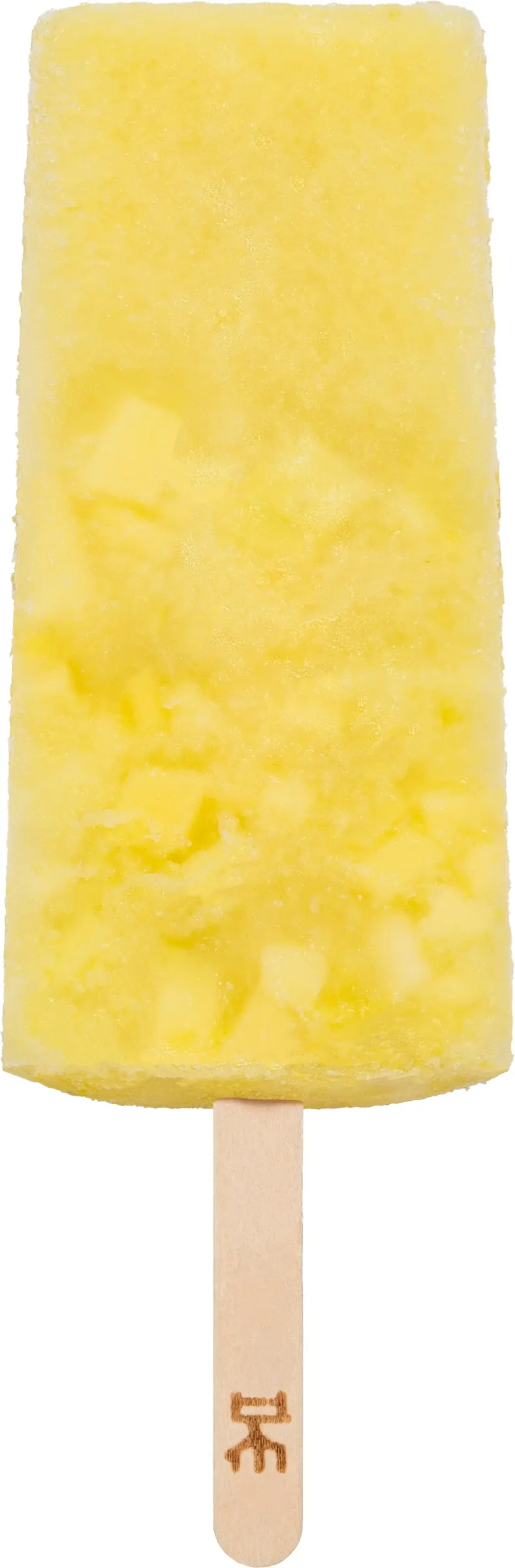 Paleta frutal de Mango Biche IKE, artesanal, con palito de madera marcado